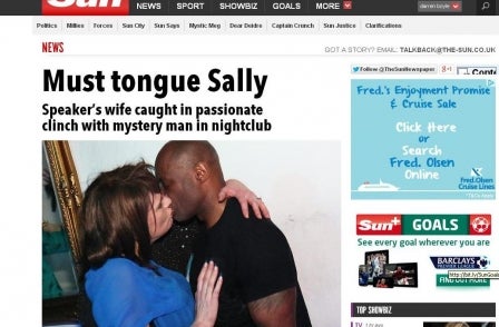 Sally Bercow accuses The Sun of 'shoddy journalism' over front page snog picture